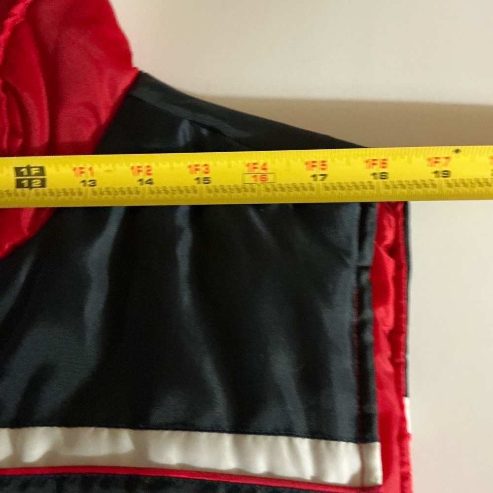 Red with Super Dark Midnight Blue & White Strips Puffy Vest Jacket - Picture 4 of 16